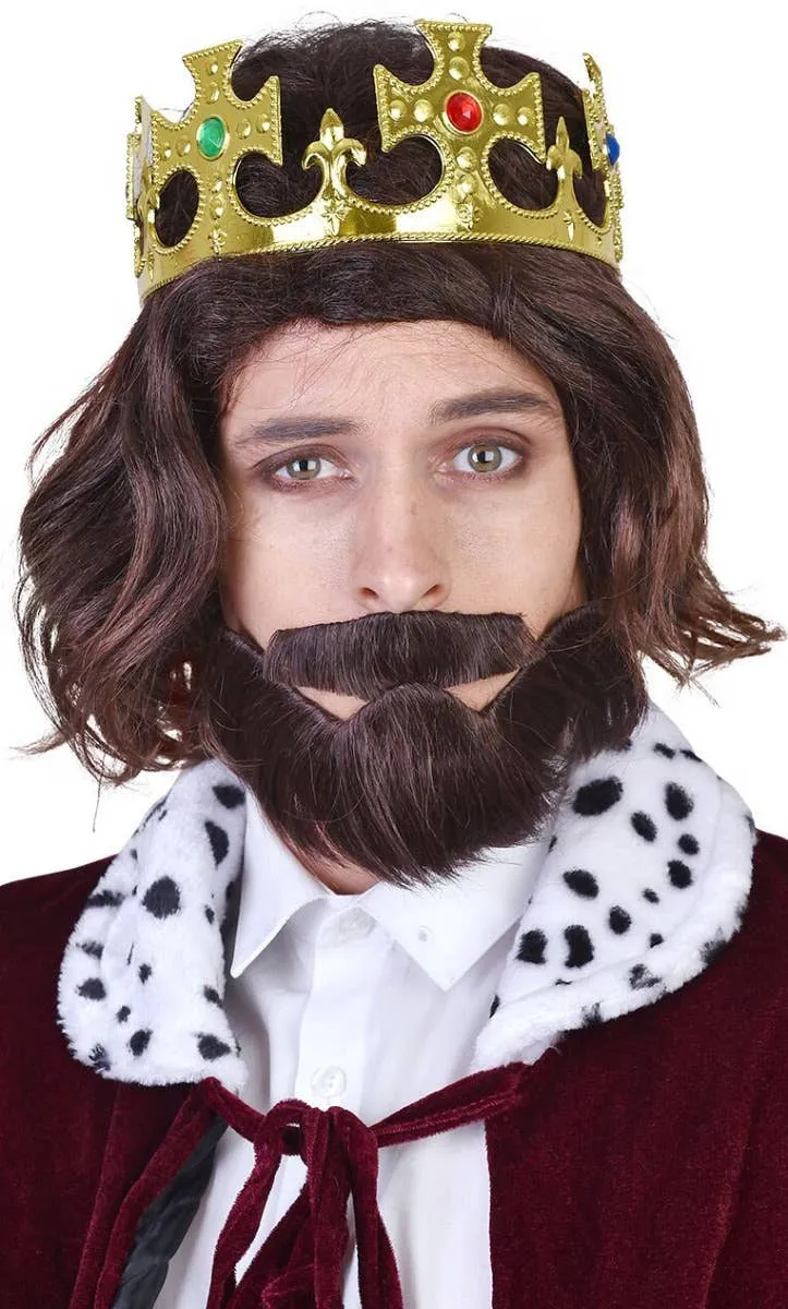 Royal Richard Mens Brown Costume Wig, Beard and Moustache Set
