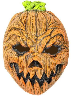 Rubber Latex Orange Pumpkin Head Mask