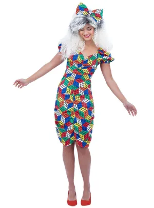 Rubiks Cube Womens 1980s Costume Dress