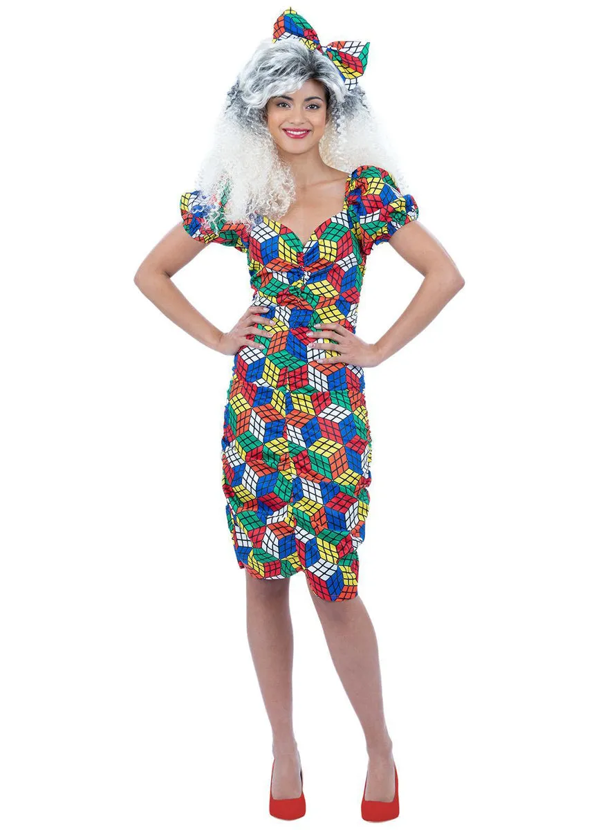 Rubiks Cube Womens 1980s Costume Dress