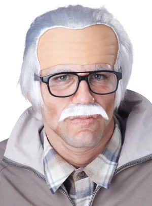 Rude Grandpa Mens White Wig and Moustache Set