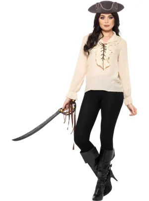 Ruffled Ivory White Plus Size Womens Pirate Costume Shirt