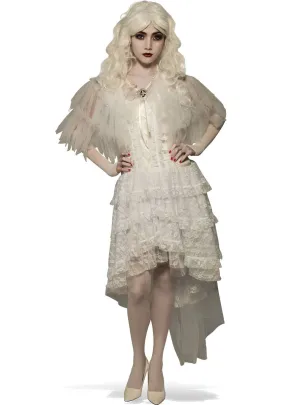 Ruffled Sheer White Ghost Womens Halloween Costume Capelet
