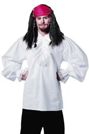 Ruffled White Swashbuckling Mens Pirate Costume Shirt