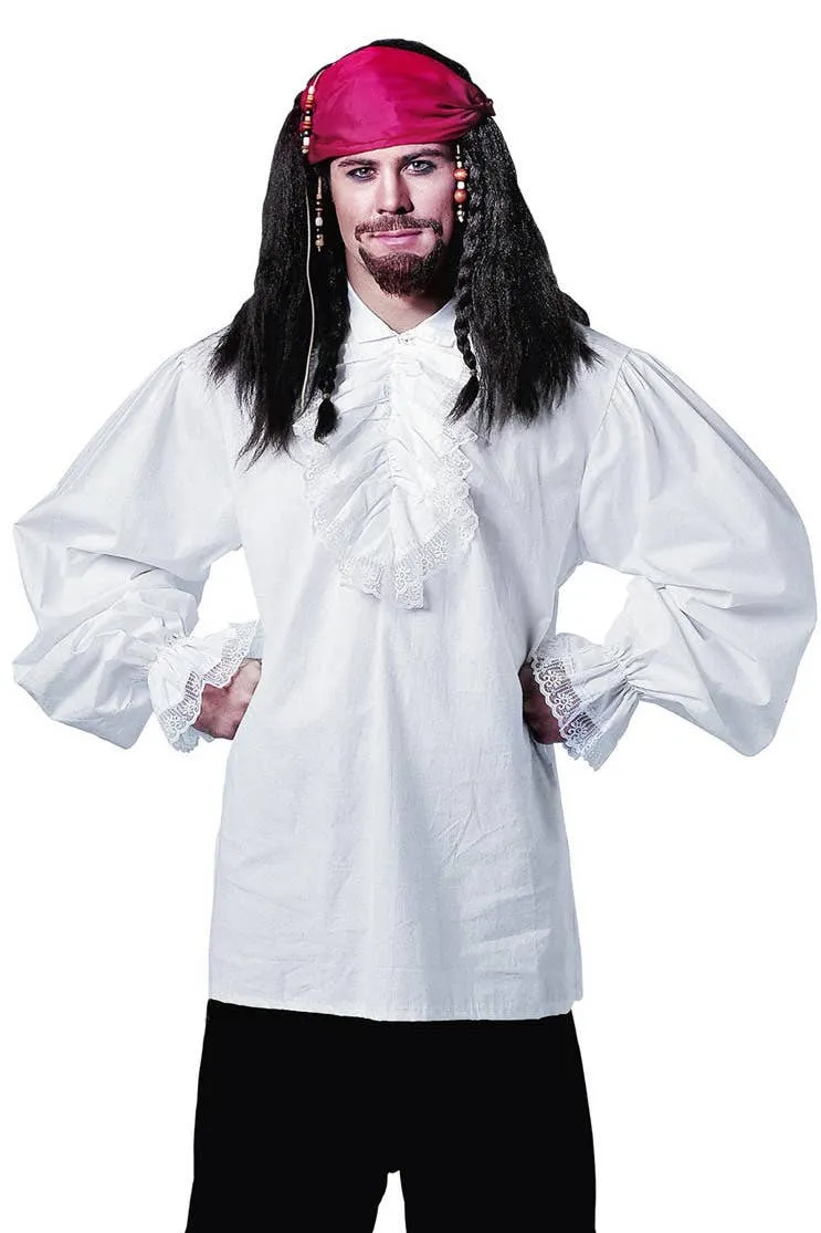 Ruffled White Swashbuckling Mens Pirate Costume Shirt