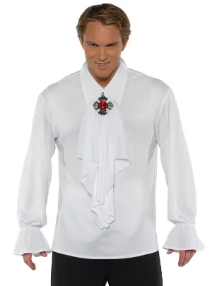 Ruffled White Vampire Mens Halloween Costume Shirt