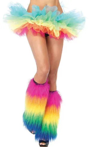 Ruffled Womens Rainbow Organza Costume Tutu