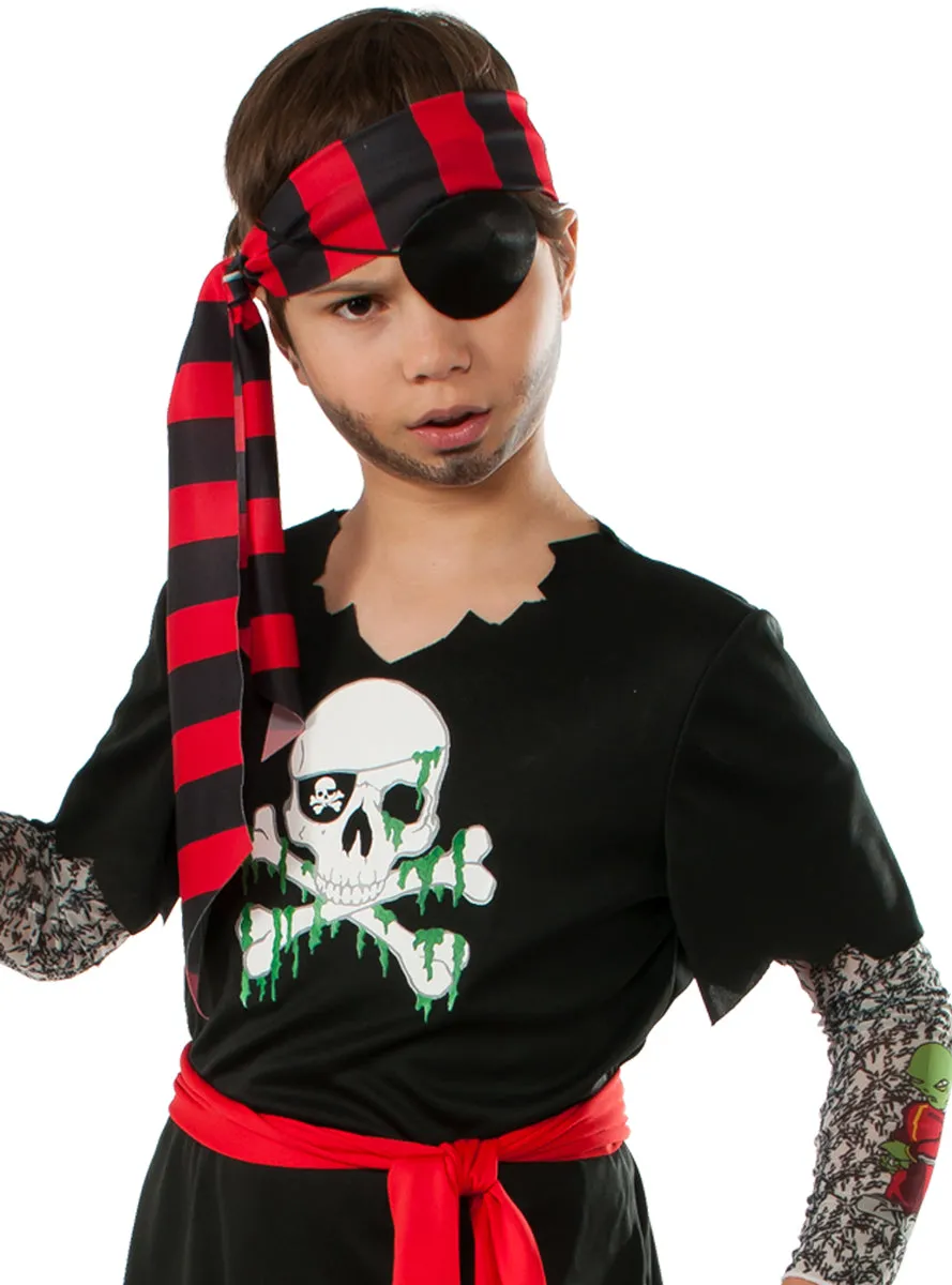 Rugged Boys Black and Red Tattooed Pirate Costume