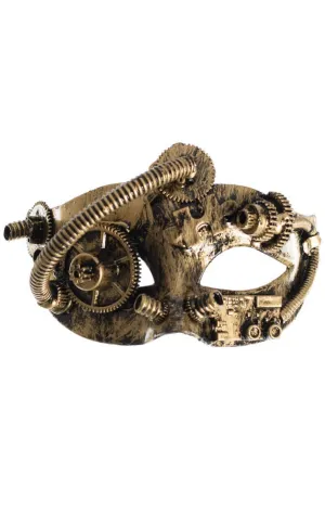 Rustic Gold Mens Steampunk One Eye Masquerade Mask