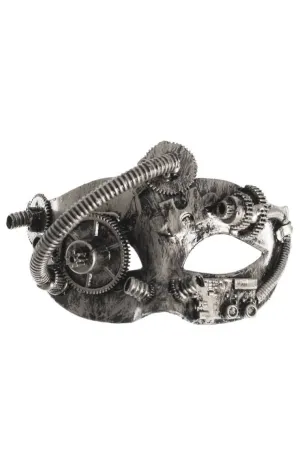 Rustic Silver Mens Steampunk One Eye Masquerade Mask