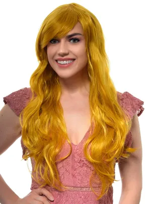 Ryleigh Long Wavy Golden Ginger Womens Costume Wig
