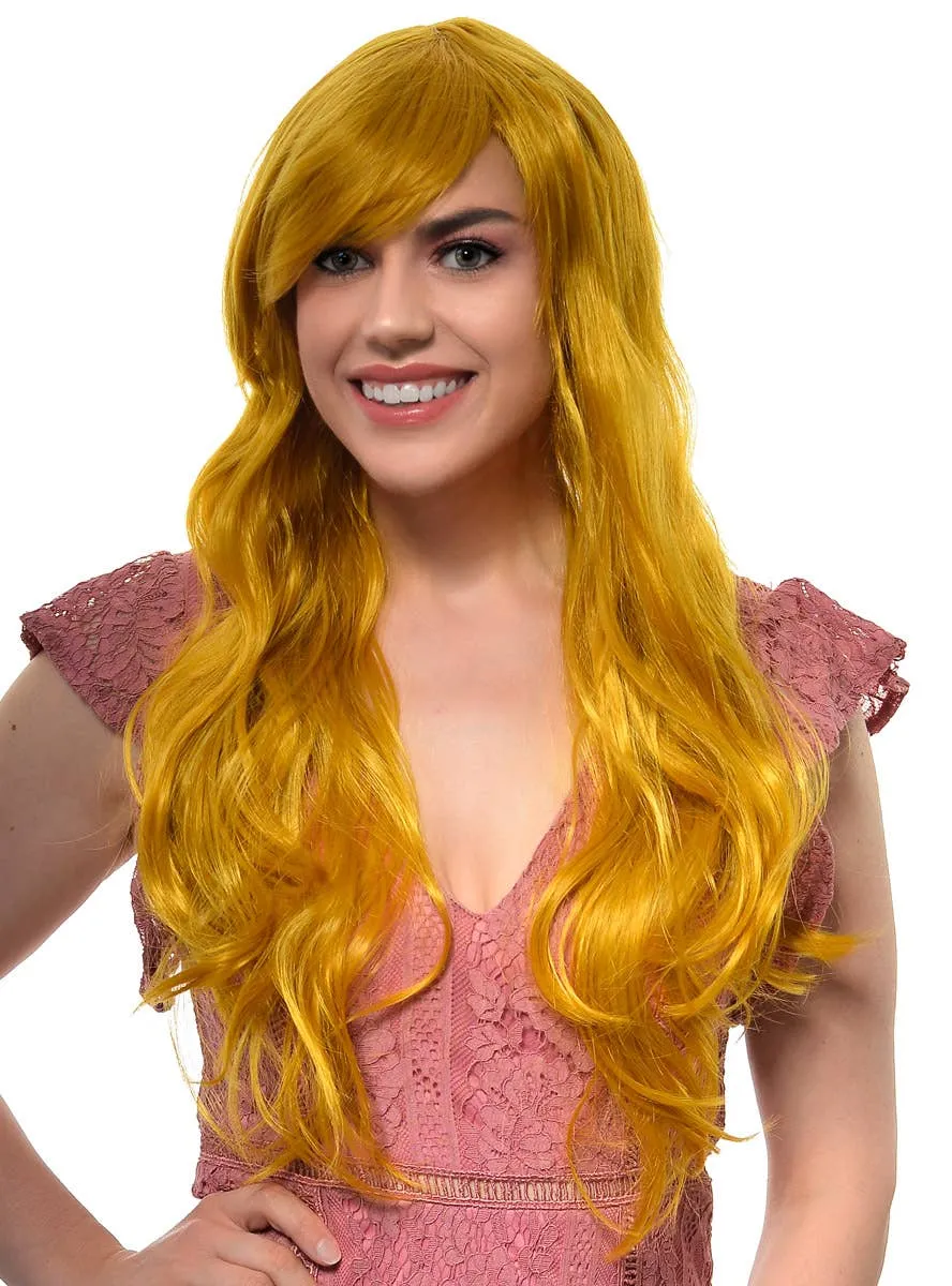 Ryleigh Long Wavy Golden Ginger Womens Costume Wig