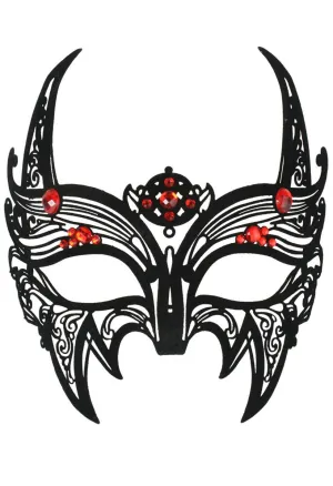 Sabrina Devil Flocked Black Filigree Masquerade Mask