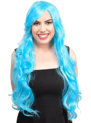 Sadie Extra Long Curly Light Blue Womens Costume Wig