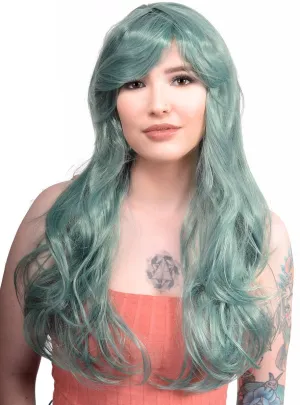 Sage Dusty Green Long Wavy Womens Costume Wig