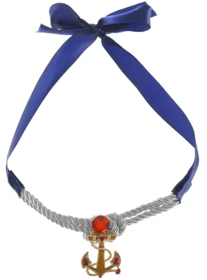 Sailor Girl Gold Anchor Tie Up Costume Necklace