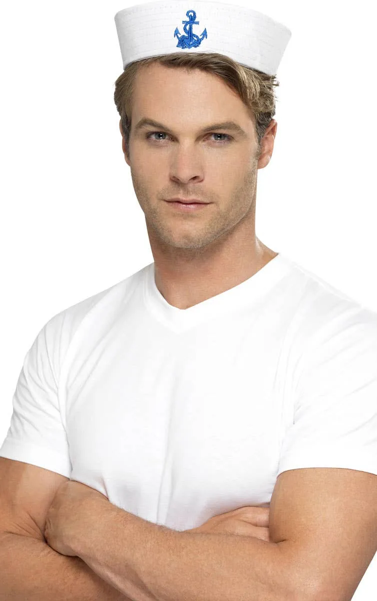 Sailors White Gob Hat with Anchor