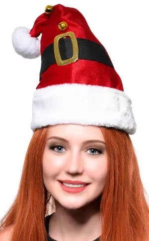 Santa Christmas Costume Hat with Buckle and Bells