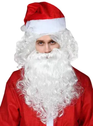 Santa Claus Mens Curly White Beard