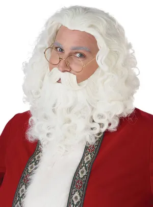 Santa Claus White Christmas Mens Costume Wig and Beard Set