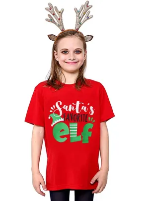 Santas Favourite Elf Kids Novelty Christmas Shirt