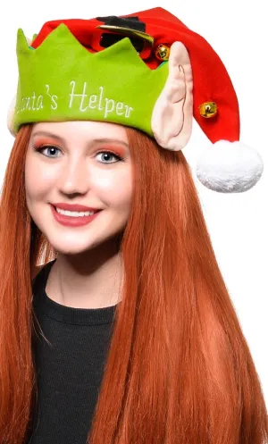Santa's Helper Elf Costume Hat with Ears and Bells