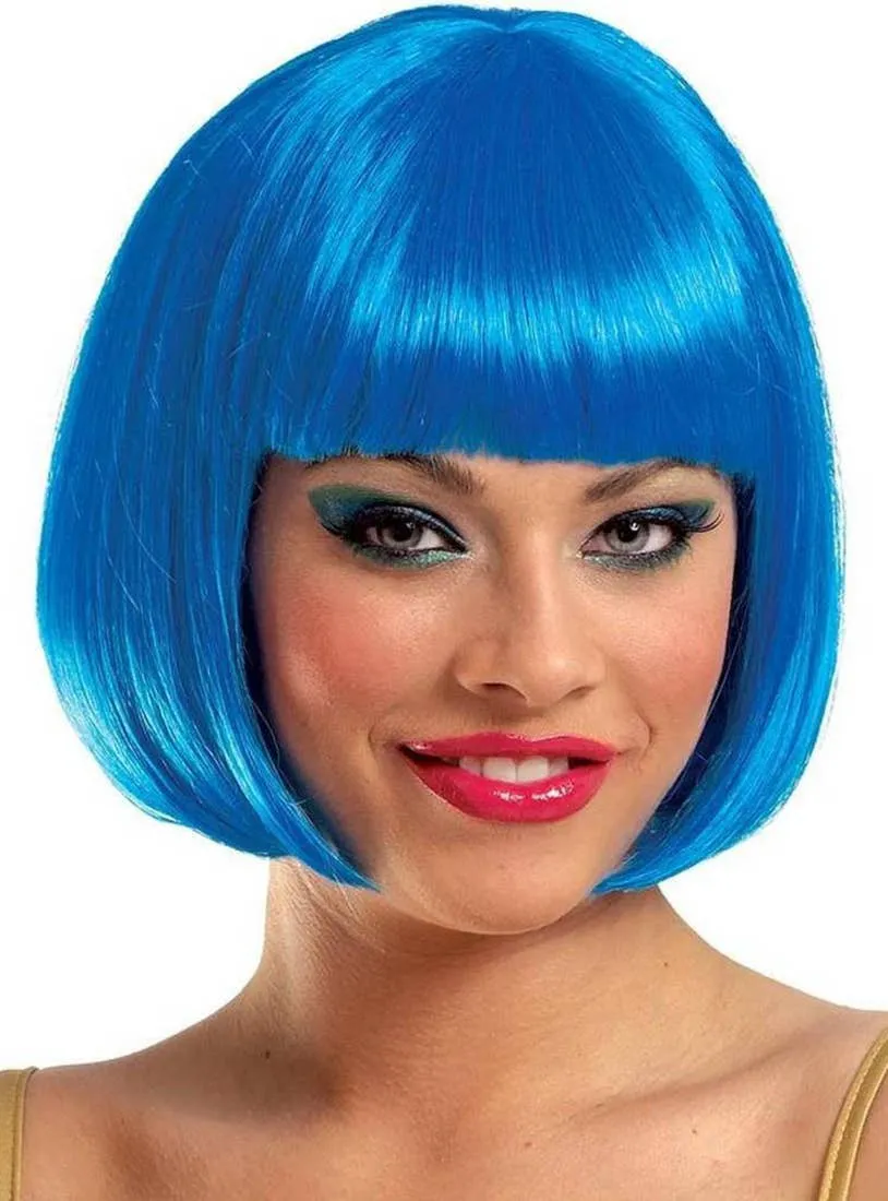 Sassy Short Bright Blue Bob Womens Costume Wig