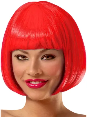 Sassy Short Bright Red Bob Womens Costume Wig