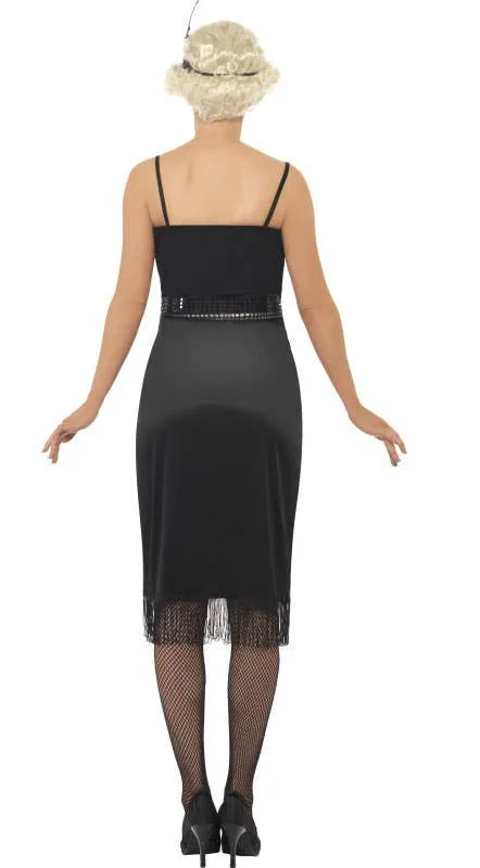 Sassy Womens Simple Black 1920s Flapper Dress Costume