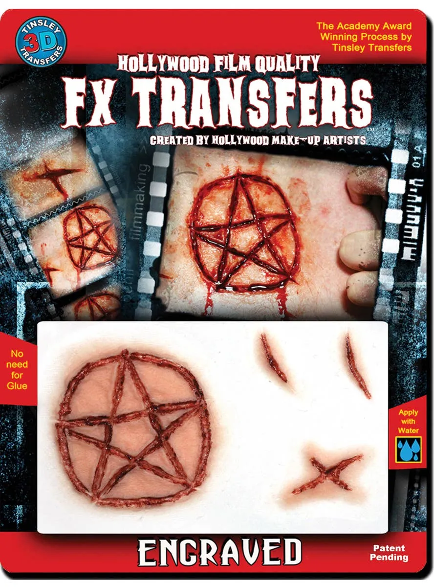 Satanic Engraved 3D Latex Free Realistic Halloween Wound
