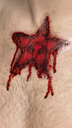 Satanic Occult Rams Head Star Temporary Tattoo