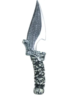 Satanic Silver Blade Knife with Skulls Costume Weapon