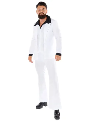 Saturday Night Fever Mens White 70s Disco Costume Suit