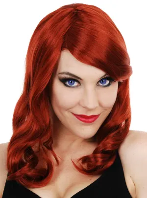 Scarlett Red Womens Mid-Length Wavy Costume Wig
