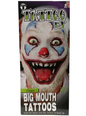 Scary Clown Evil Grin Temporary Face Tattoo Kit