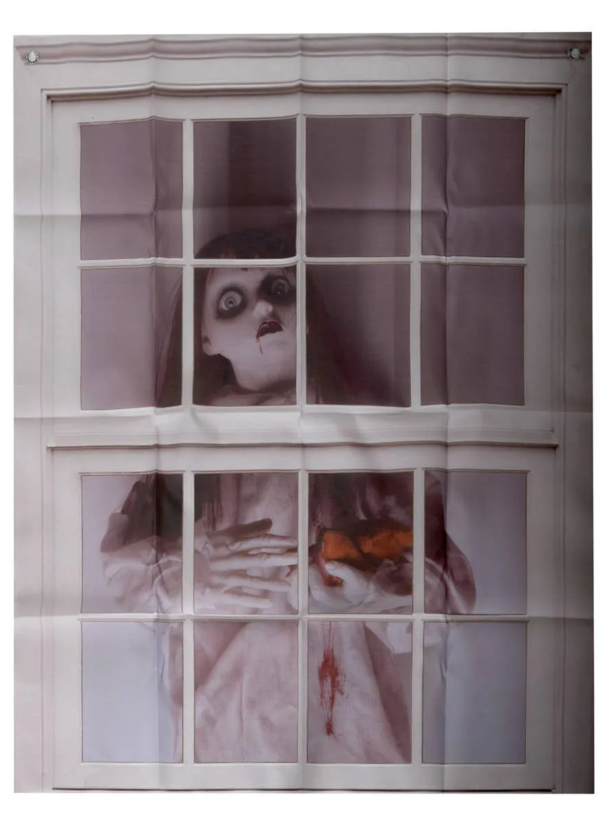 Scary Doll in the Window Halloween Window Decoration