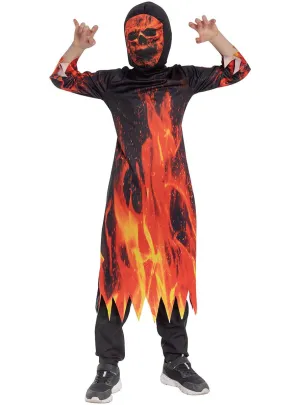 Scary Flame Print Demon Boys Halloween Costume