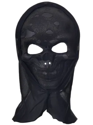 Scary Gold Lurex Skeleton Costume Mask with Black Hood
