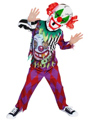 Scary Lenticular Eyed Clown Boys Halloween Costume