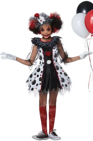 Scary Polka Dots Clown Girls Halloween Costume