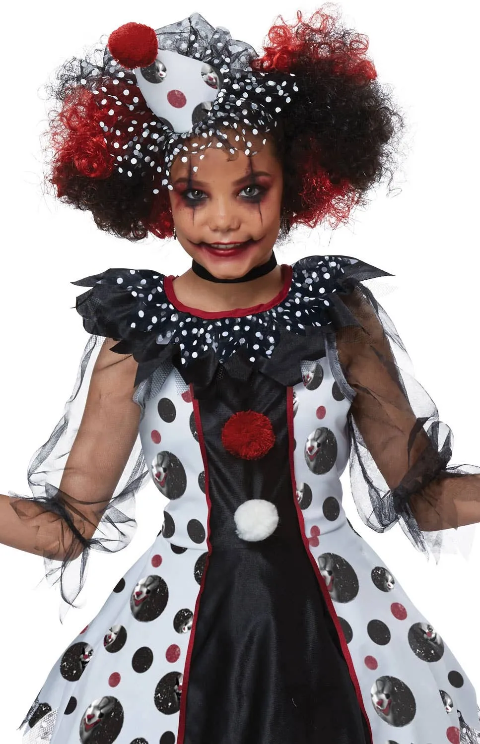 Scary Polka Dots Clown Girls Halloween Costume