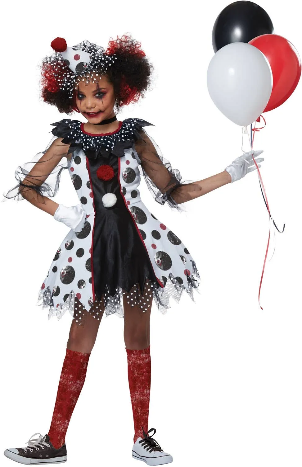 Scary Polka Dots Clown Girls Halloween Costume