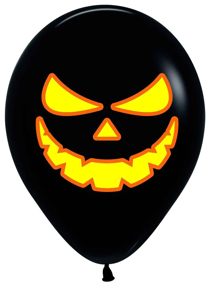 Scary Pumpkin Face Print 12 Pack 30cm Latex Halloween Balloons