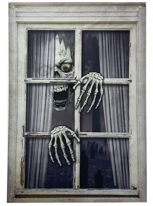 Scary Skeleton 80x120cm Fake Window Halloween Decoration