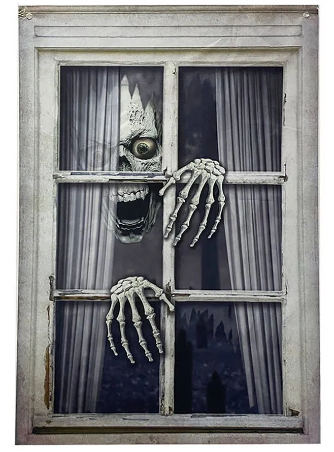 Scary Skeleton 80x120cm Fake Window Halloween Decoration