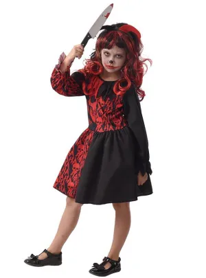 Scary Skeleton Clown Girls Halloween Costume