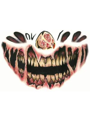 Scary Zombie Temporary Face Tattoo Halloween Costume Accessory
