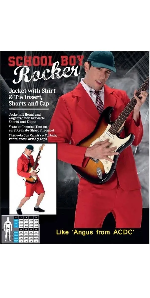 School Boy Rocker Mens AC/DC Angus Costume