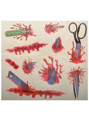 Scissors and Screw Wounds Halloween Temporary Tattoos