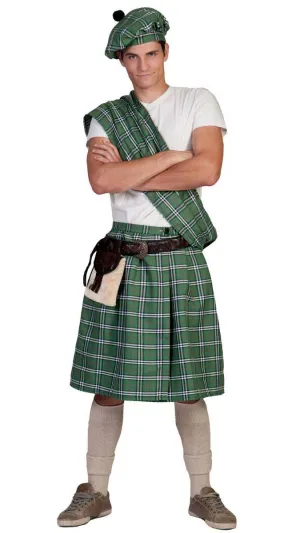 Scottish Highlander Mens Green Kilt Costume
